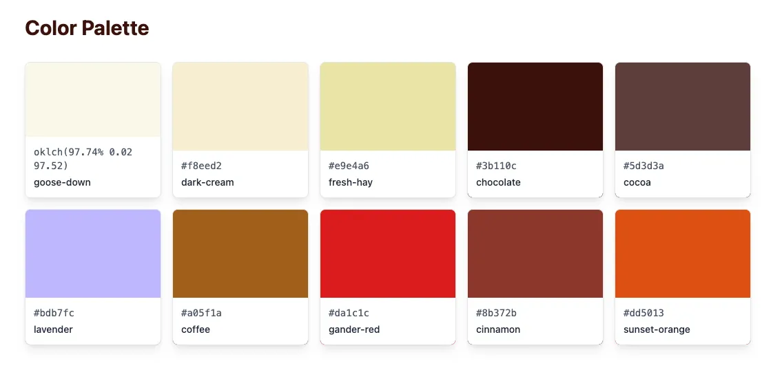 Screenshot of the color Palette