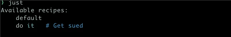 Image of zsh shell showing just help output