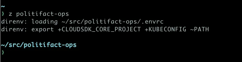 Screenshot of using zoxide
